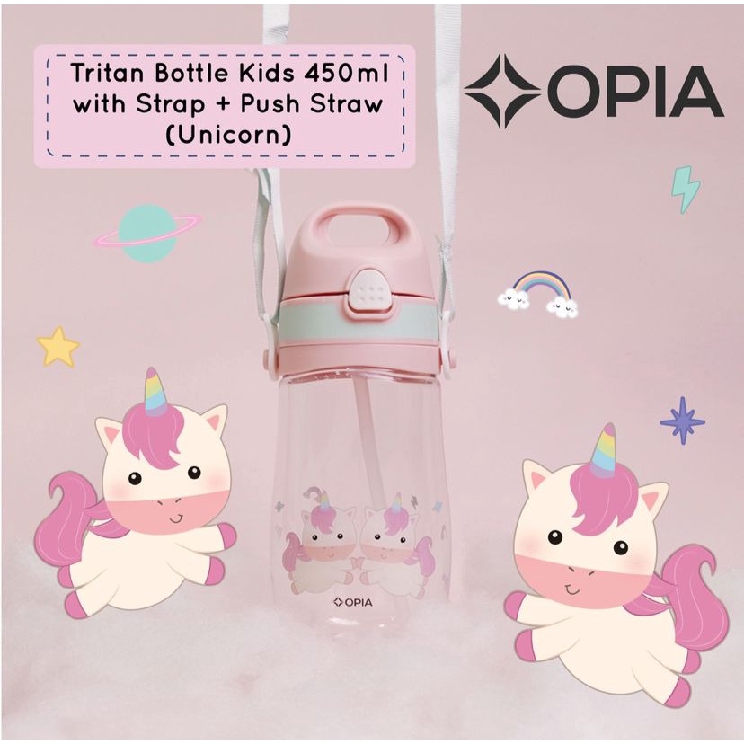 OPIA TRITAN PUSH STRAW STRAP BOTTLE 450ML