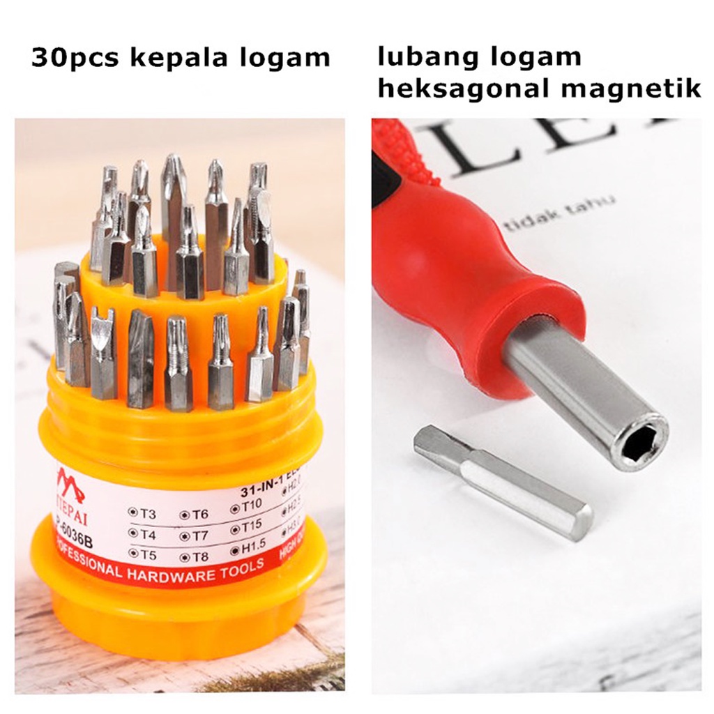 [✅COD] Obeng Set Kecil Magnet Ketok 31 in 1 Alat Peralatan Servis Service Hp Tv Elektronik Full set Lengkap Perlengkapan Rumah Multifungsi Serbaguna