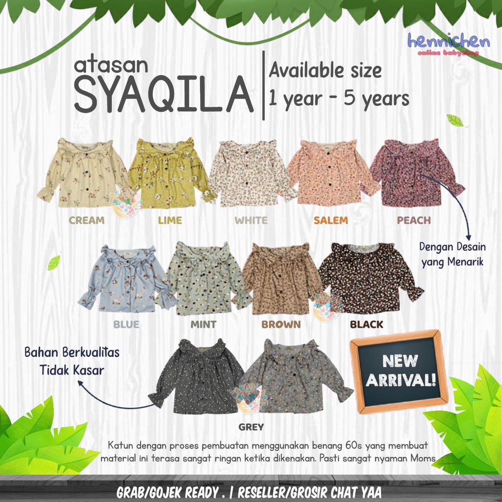 SYAQILA DRESS ANAK REMPEL ANAK FASHION ANAK PEREMPUAN BAJU PANJANG MOTIF 1-3 / 5 TAHUN OVIKIDS