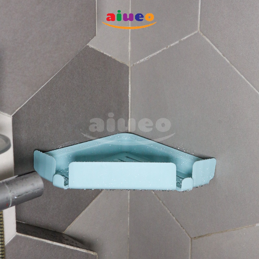 AIUEO | Rak Sudut Siku Kamar mandi Dispender Sabun Tempel Dinding Plastik Segitiga Serbaguna Triangle Shelves