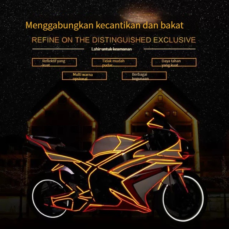 (Stok, Dikirim dari Jakarta) Personalized Sepeda Reflektif Strip Stiker Bercahaya Pakaian Siswa Neon Stiker Jas Hujan Pita Reflektif Anti-Tabrakan Dekorasi Tahan Air