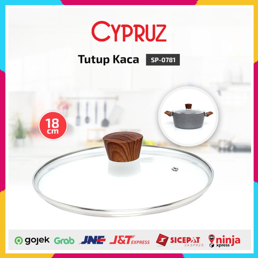 CYPRUZ Tutup Panci Kaca 18 CM Tutup Wajan Kuali Kaca SP-0781