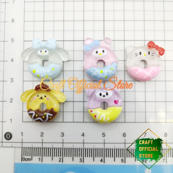 ( 5 Pcs ) Clay Resin Model Donat Pastel