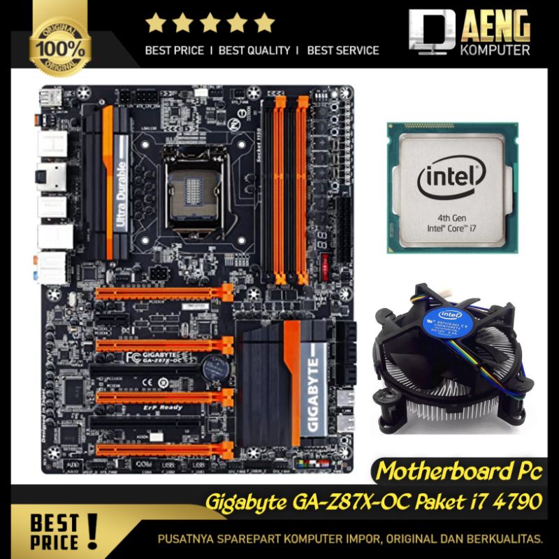 Motherboard Mainboard Mobo PC GIGABYTE GA- Z87X - OC kelas gaming Sepaket Prosesor Intel Core i7 479