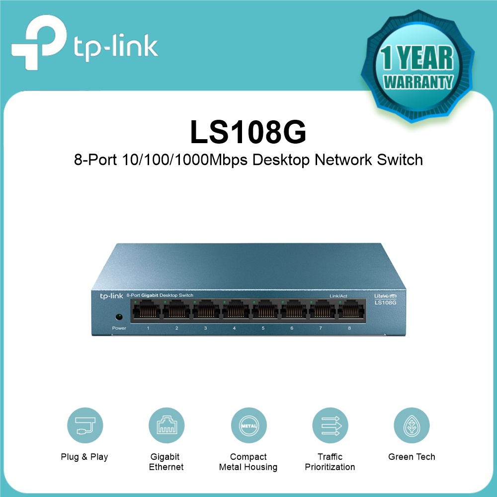 TP-Link LS108G 8-Port 10/100/1000Mbps Desktop Switch