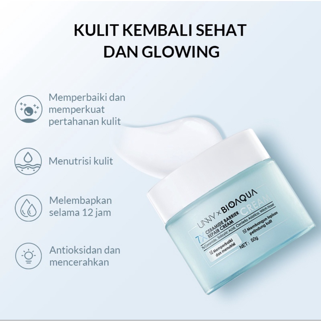 BIOAQUA 7X Ceramide Skin Barrier Repair Moisturizer Cream 50g Pelembab Wajah Cream Pemutih Wajah Day Cream Night Cream