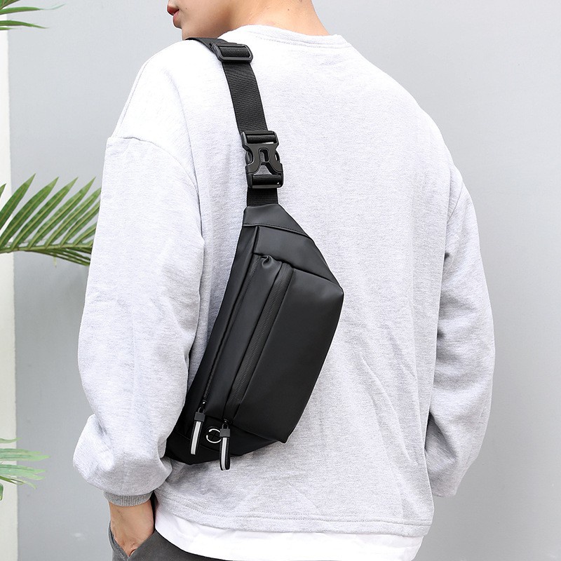 FASHION-Tas Waistbag Slempang-Selempang Free Topi Pria Force-Hitam