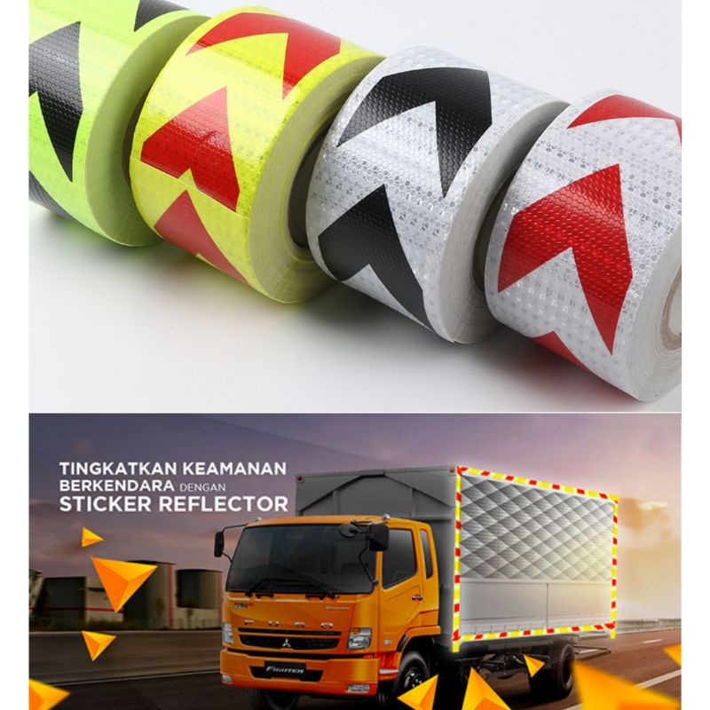 Warning Strip Reflective Sticker Marker Mobil Truk Arrow Pattern - Sticker Truk - Sticker Blin Van - Sticker Bus