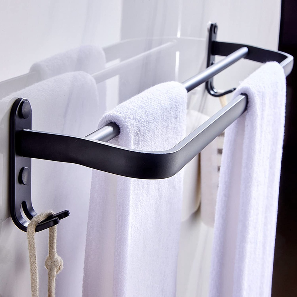 Rak Gantungan Handuk Kamar Mandi 1 Layer Dekorasi Premium Elegan Modern Aesthetic Bahan Aluminium Tebal Kuat Dengan Cantolan Serbaguna Anti Karat Bathroom Towel Holder Hook