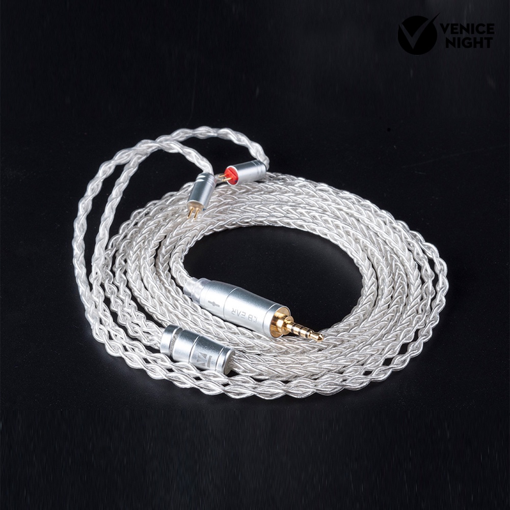 (VNEP) (Berkabel) KBEAR 2.5/3.5mm 2Pin/MMCX/Bending Perak Disepuh 8 Core Earphone Kabel Keseimbangan