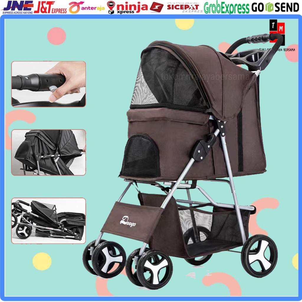 TROLI ANJING DOG TROLLEY DORONG DORONGAN KERETA HEWAN PET STROLLER BISA DILIPAT LIPAT