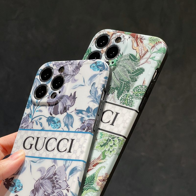 Merek Mewah IMD Case HP iP iPhone X Xr Xs Max14 Plus+Apple11 12 13 Pro Max Sarung Silikon Wanita Casing HP Gucci Logo Daun