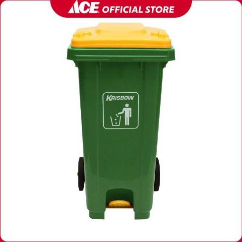 Ace - Krisbow 120 Ltr Tempat Sampah Outdoor Pedal - Hijau Kuning barang ready terus