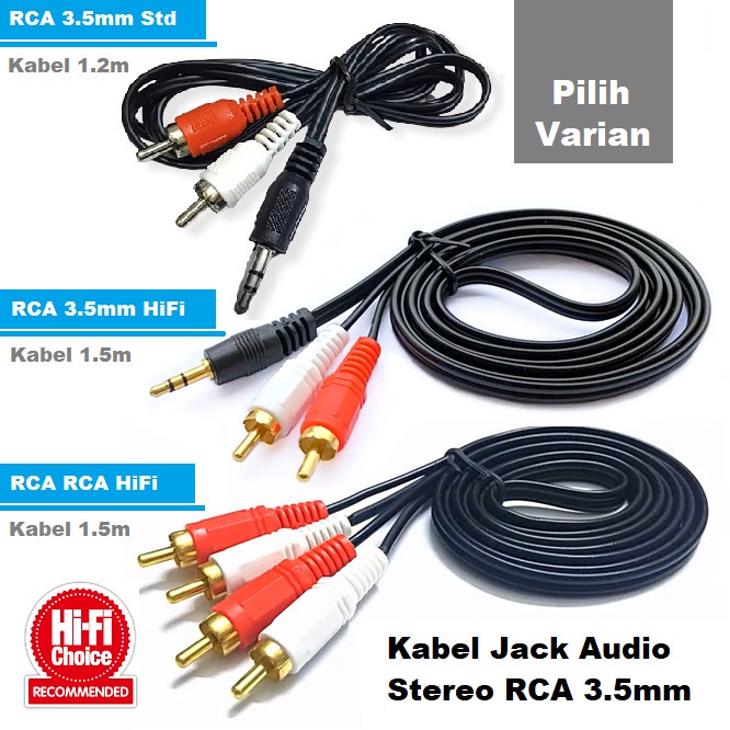 Kabel Audio HiFI Stereo RCA to Jack AUX 3.5mm Male Cable Splitter 2-1