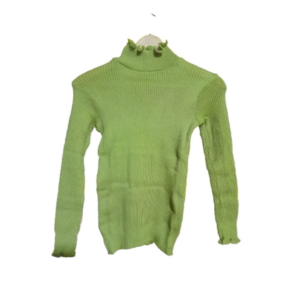 DAISY CURLY SWEATER | TURTLENECK KRIWIL LENGAN PANJANG | SWEATER KRIWIL-Avocado