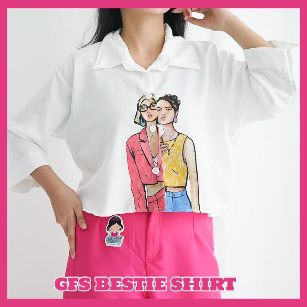 BEFAST - ZFS OOTD Kemeja Wanita VILON / BESTIE SHAKILA GIRL ATASAN WANITA SHIRT / Kemeja Crop Wanita Keluaran Terbaru / Pakaian Kekinian Wanita ABG / Hem Crop Motif / Fashion kekinian Wanita Remaja / Kem Crop Lengan Panjang Bisa Di Jadikan Outer