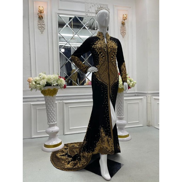 Sutrisno kebaya - Gaun Pengantin Bludru Jawa Solo Full Payet Terlaris Gaun Pengantin Bludru Ekor Mew
