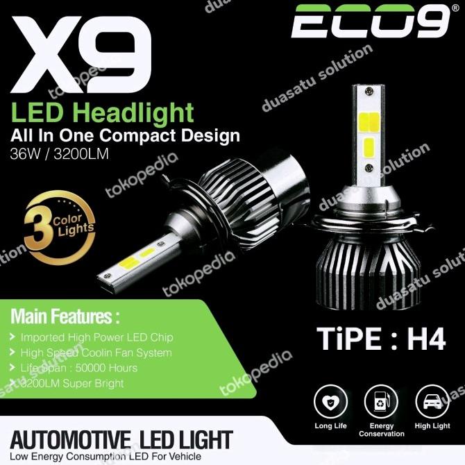 LED Mobil Luminos ECO9 X9 H11 30W 3Warna -Bohlam Led Hedlamp foglamp