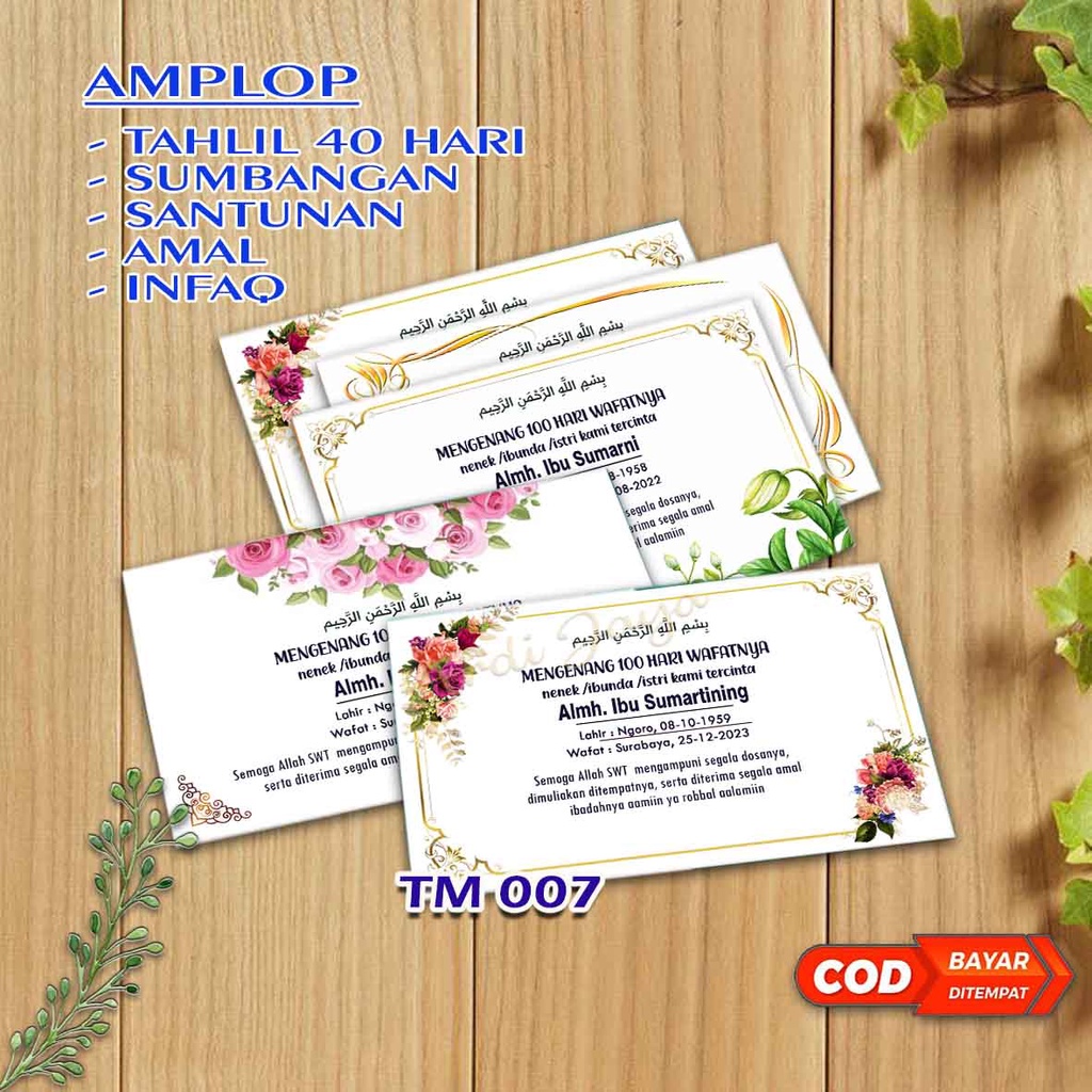 

Amplop Undangan Tahlilan I Amplop Sedekah Tahlilan II Amplop Custom Nama murah II amplop putih sedang motif