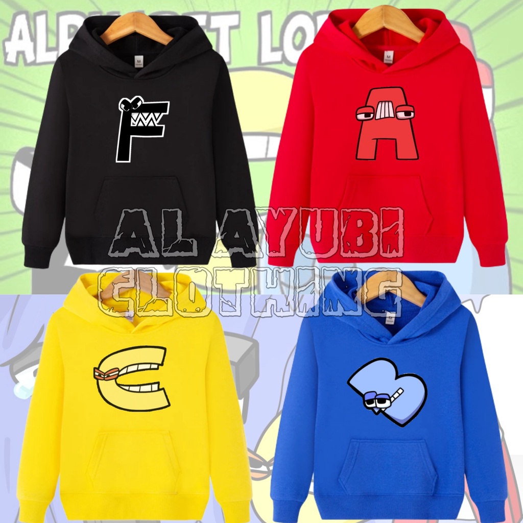 Jaket Hoodie Anak Alphabet Lore Karakter A B C D E F G H I J K L M N O P Q R S T U P V W X Y Z