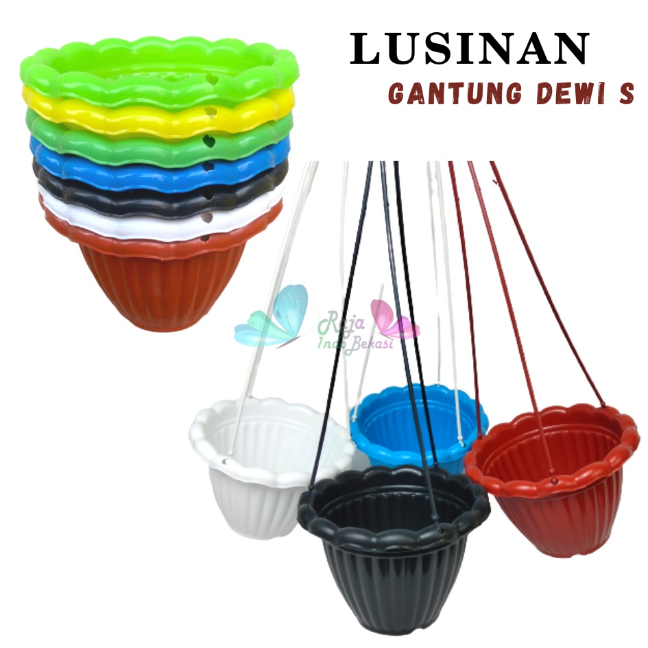 LUSINAN Pot Gantung Dewi S Putih Hitam Merah BataTerracota Terracotta Merah Coklat Biru Hijau Kuning Pot Gantung Renda 20 Putih Pot Bunga Gantung Murah Grosir Unik Plastik Putih