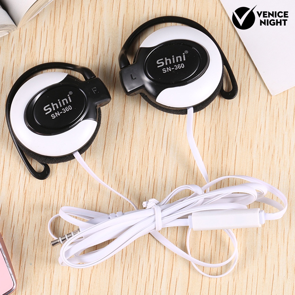 (VNEP) (Berkabel) Q360 Headphone dengan Kontrol Garis Mikrofon Warna Cerah 3.5mm Ear Hook Earphone Earpiece untuk Telepon