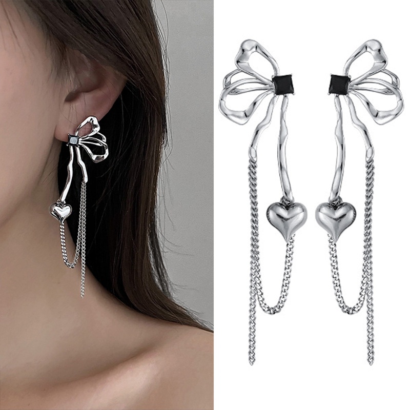 Fancyqube Fancycube Anting Rantai Panjang Model Kupu-Kupu Hati Aksen Berlian