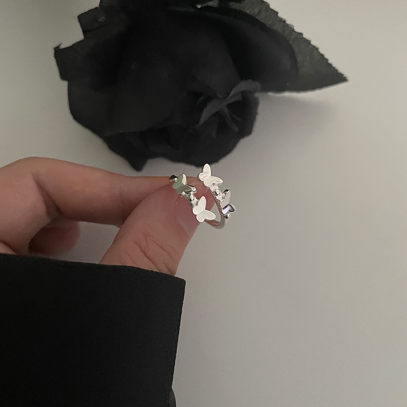 Cincin Model Terbuka Desain Kupu-Kupu Geometris Dapat Disesuaikan Gaya Vintage Minimalis Untuk Wanita
