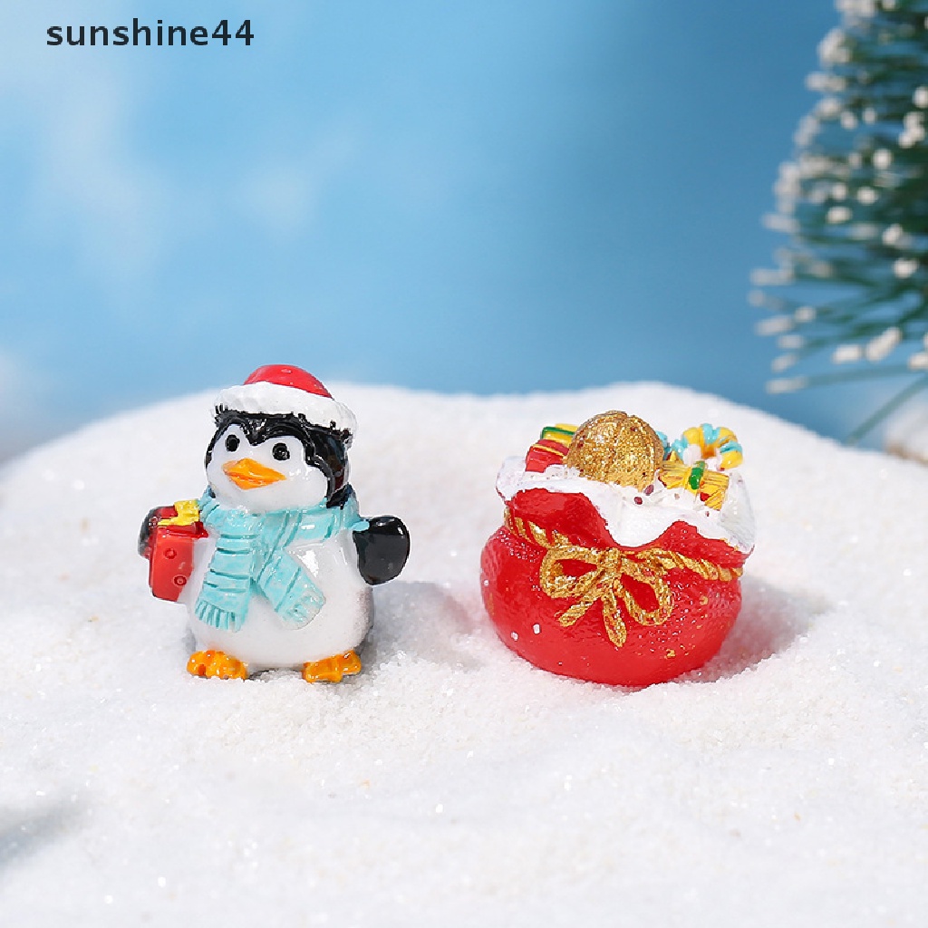 Sunshine 1Pc Ornamen Kartun Santa / Beruang / Penguin Bahan Resin Untuk Dekorasi Lansekap Mikro