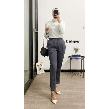 CELANA WANITA BAGGY PANTS PREMIUM / BROKEN WHITE,PUTIH,HITAM