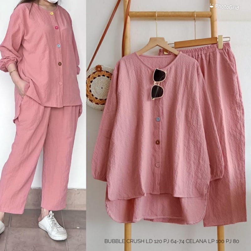 Setelan Wanita Murah Stelan Muslim Terbaru Kekinian Set Viral Korea Oneset Jumbo Seyelan Tunik Rok T