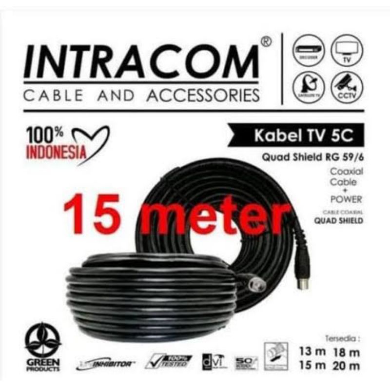 kabel antena tv digital murah bagus 15m &amp; 18m / coaxial cable antena TV 5C RG6 intracom