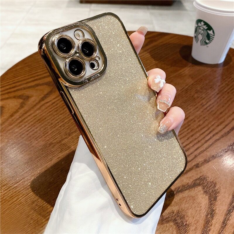 Soft case Transparan glitter Untuk iphone 14 13 12 11 Pro MAX XR XS MAX 7 + 8 Plus SE 2020