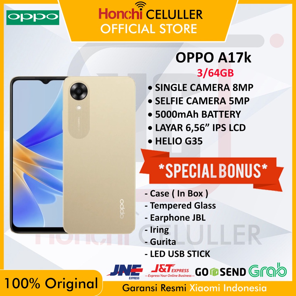 OPPO A17k 3GB+4GB/64GB 3/64 GB GARANSI RESMI OPPO INDONESIA