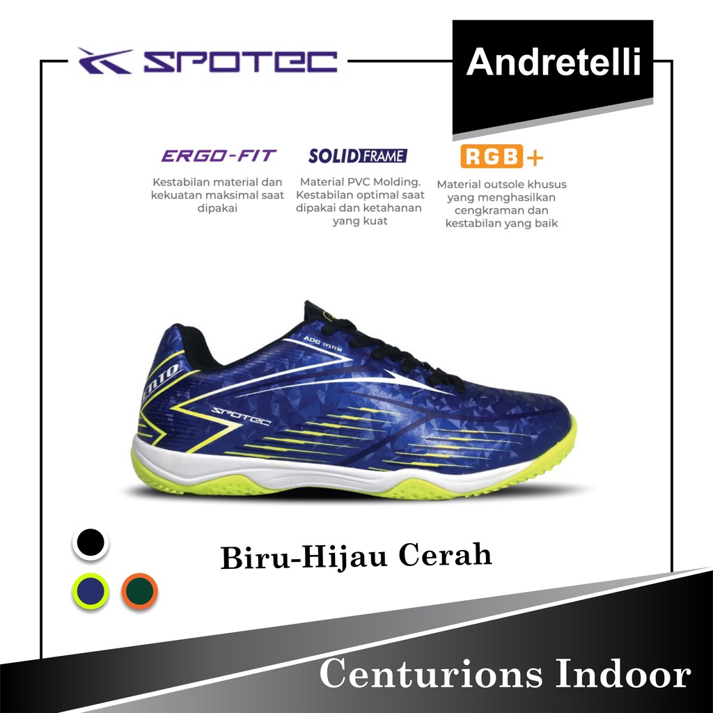 SPOTEC CENTURIONS INDOOR Sepatu Futsal BIRU / HIJAU CERAH