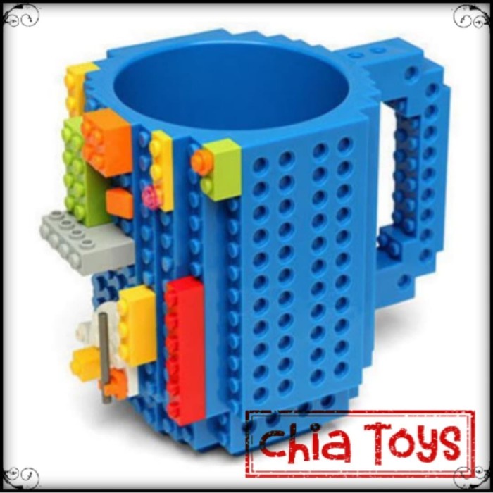 Mug Gelas Cangkir Anak Mainan LEGO Unik Lucu (Warna Hitam / Biru)