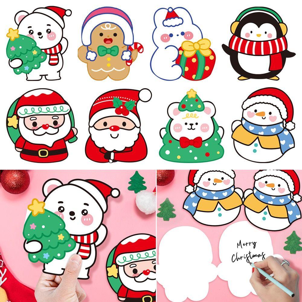 Solighter 5PCS Merry Christmas Holiday Dekorasi Kartun Lucu Lawan Jenis Kartu Berkat