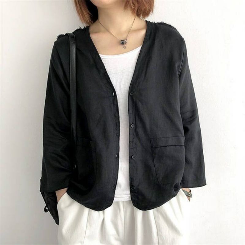 OUTER LINEN LD 110 MODEL KOREA ATASAN WANITA BLAZER LINEN BAHAN HALUS