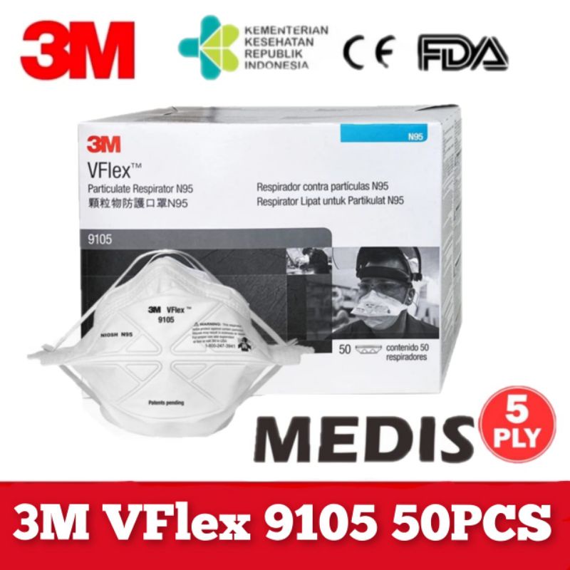 Masker 9105 VFLEX 1Box Isi 50Pcs