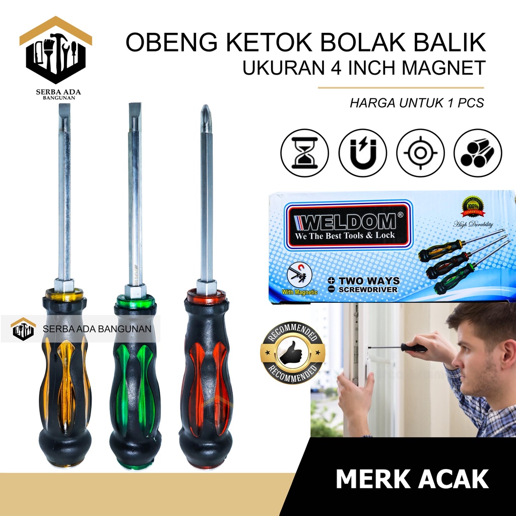 Obeng Ketok Bolak balik Warna 4 inch TRANSPARANT MURAH Obeng Plus Min Ketok CAVANI