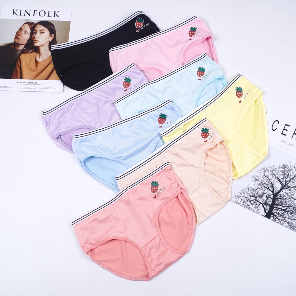 BEE - Celana Dalam Wanita Mid Waist Cd Katun Kualitas Import Motif Berry 3119