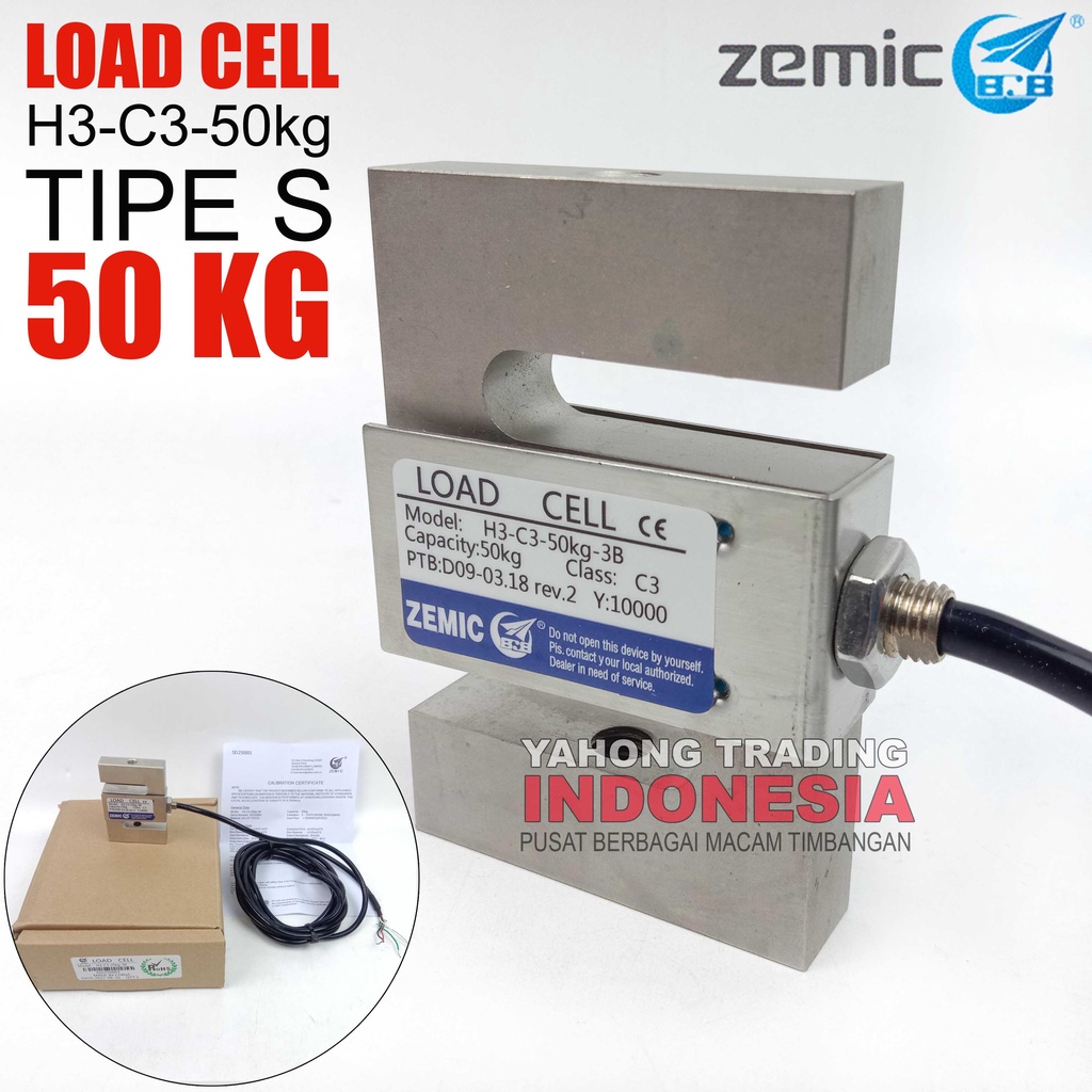 Load Cell ZEMIC H3 C3 50kg Tipe S Loadcell Sensor Berat Timbangan Digital