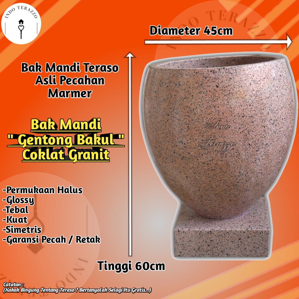 INDO TERRAZZO BAK MANDI MINIMALIS MODERN TIPE GENTONG KAMAR MANDI MINIMALIS BAKUL COKLAT