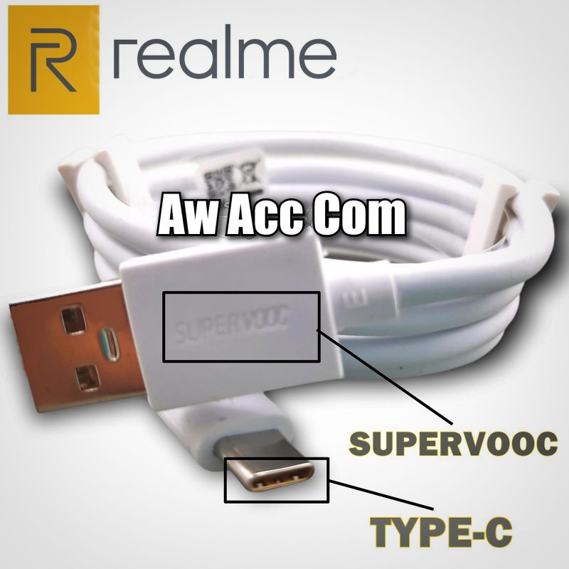 Original Kabel Data Realme Type C Super vooc Dart Realme 6 pro/X/ XT/X2/5 Pro/C17/7/ 7i/ 7 pro/8i/8 Pro/Narzo 20/30A/C25S/C35