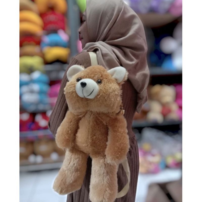 Tas ransel boneka beruang teddy bear bulu halus tidak lembek berisi mewah anak dewasa