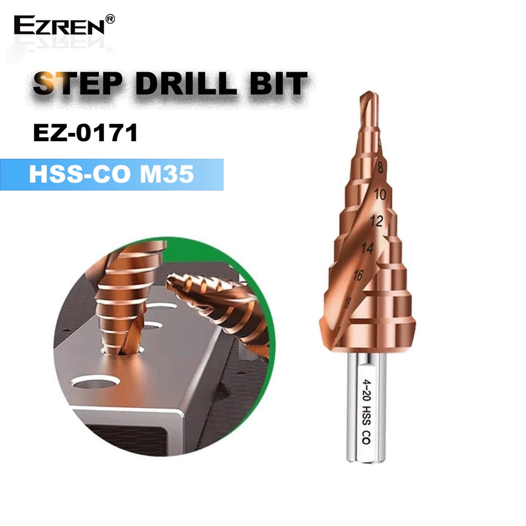 Ezren EZ-0171 HSS M35 Cobalt 4-20mm Mata Bor Bit Spiral Groove 304