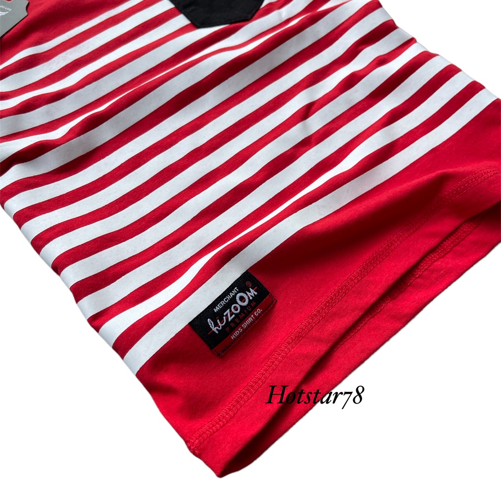 Hizoom Baju Kaos Oblong  Anak Laki - Laki  Warna Merah  Usia 1-12 Tahun Bahan Katun