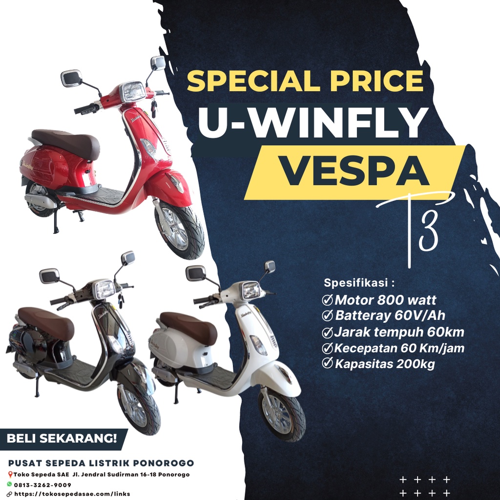 SEPEDA LISTRIK UWINFLY VESPA T3 FREE PACKING
