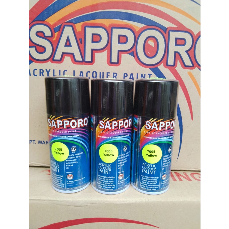 saporo acrylic lacquer paint pilok pilox cat spray sapporo 150ml saporo 7005 stabilo kuning yellow 150ml