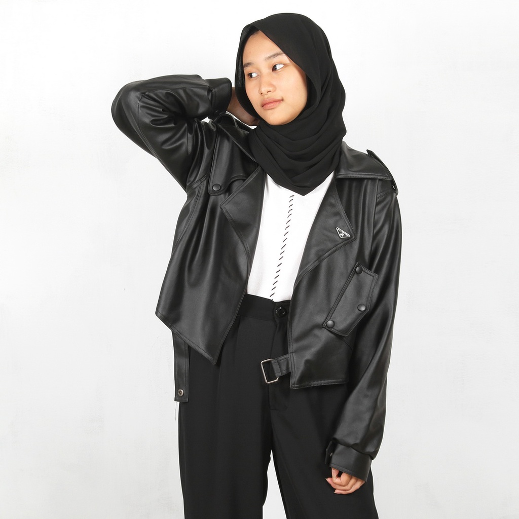 AL-Leather Jaket Kulit Wanita Blazer Luxury Korean Style Over Size